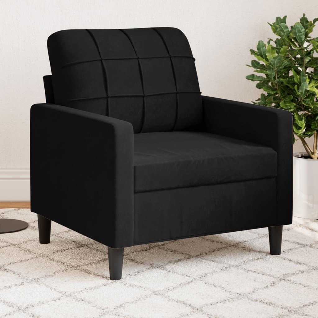 Vetonek Sillón de terciopelo negro 60 cm