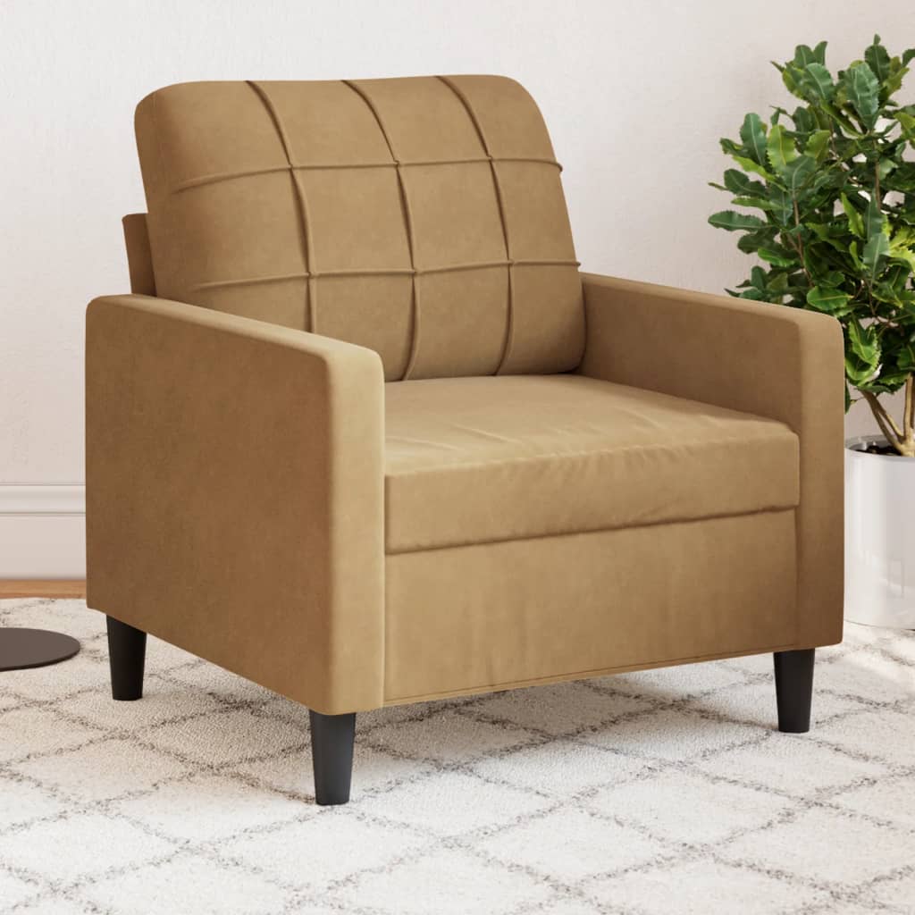 Vetonek Sillón de terciopelo marrón 60 cm