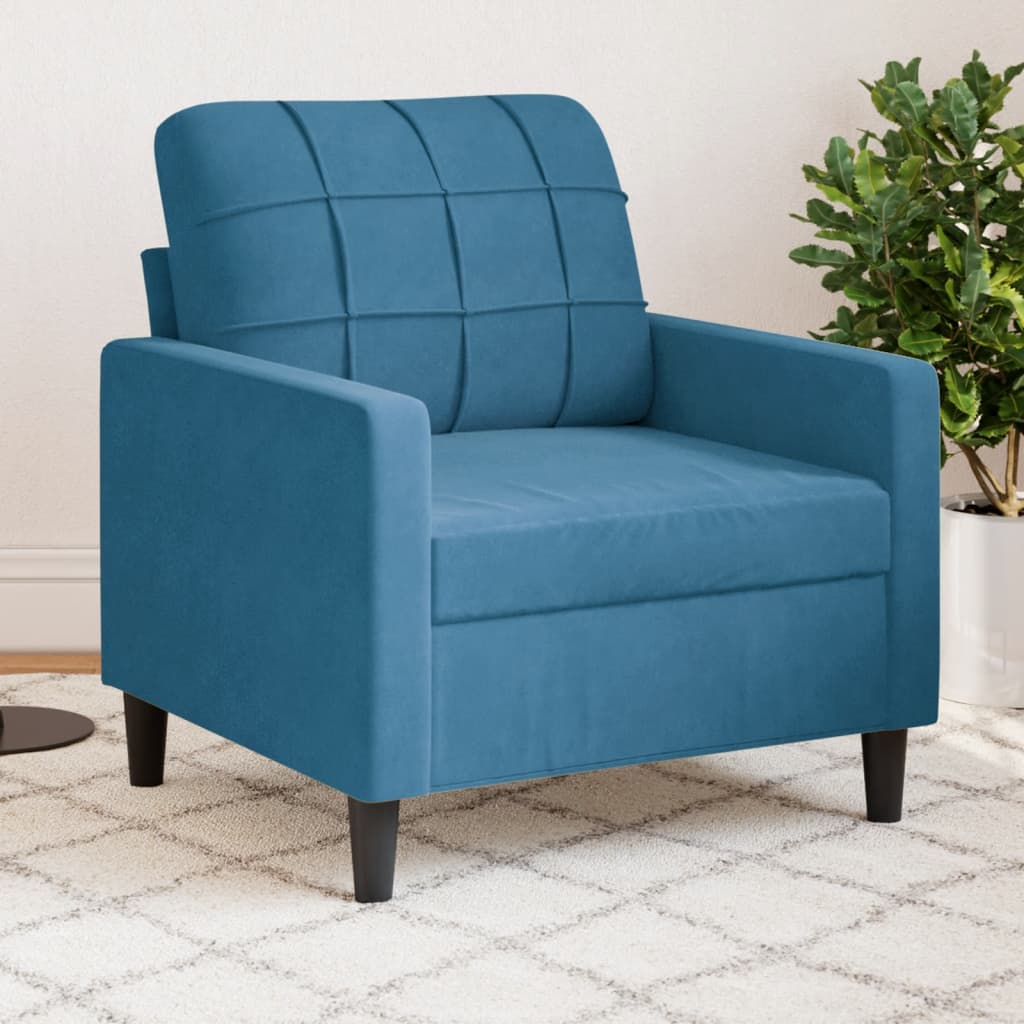 Vetonek Sillón de terciopelo azul 60 cm