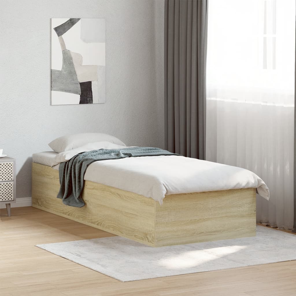 Vetonek Estructura de cama sin colchón madera roble Sonoma 75x190 cm