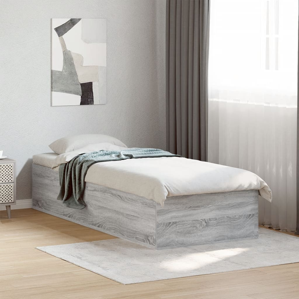 Vetonek Estructura de cama madera de ingeniería gris Sonoma 75x190 cm