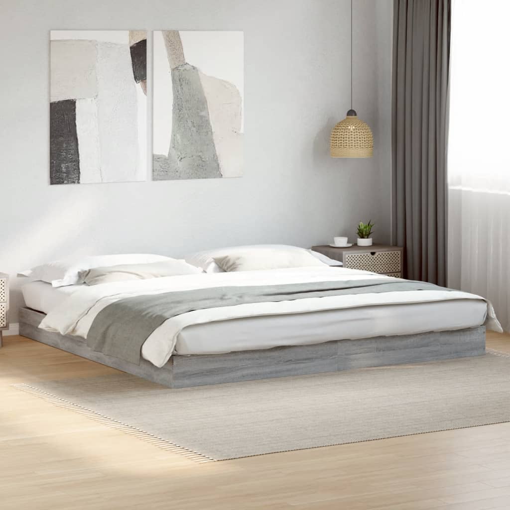 Vetonek Estructura de cama madera de ingeniería gris Sonoma 200x200 cm