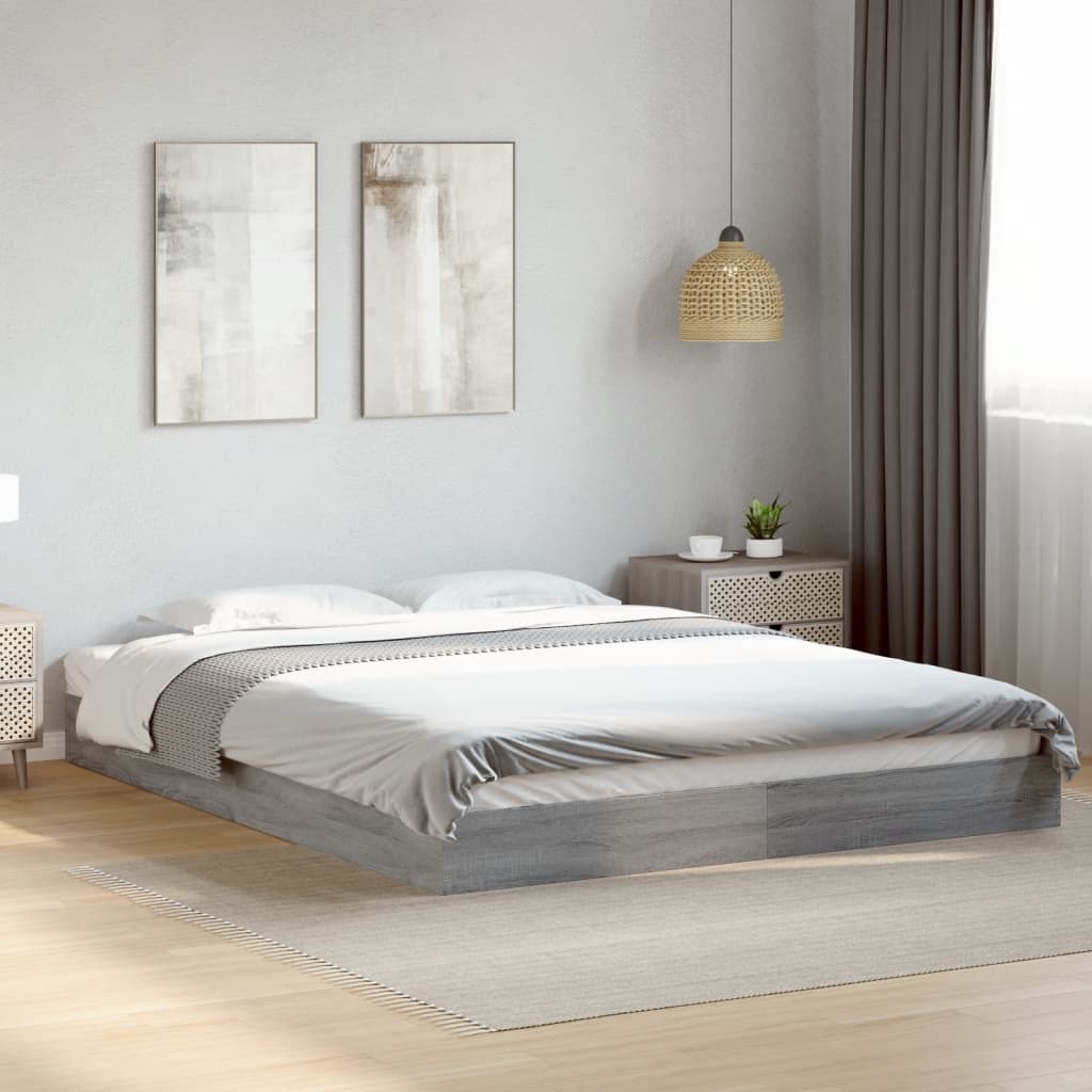 Vetonek Estructura de cama madera de ingeniería gris Sonoma 160x200 cm