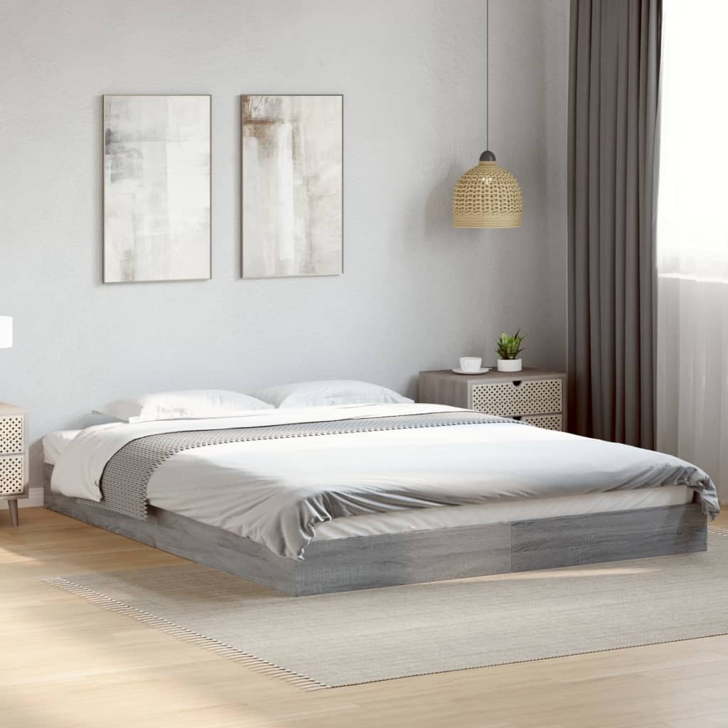 Vetonek Estructura de cama madera de ingeniería gris Sonoma 150x200 cm