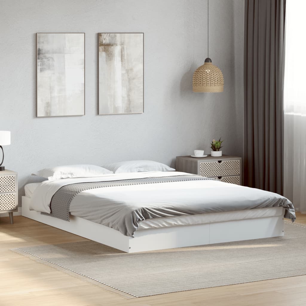 Vetonek Estructura de cama madera de ingeniería blanca 140x190 cm