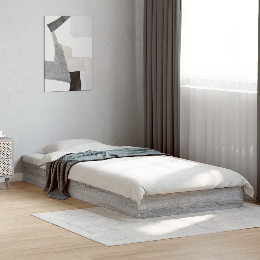 Vetonek Estructura de cama madera de ingeniería gris Sonoma 90x200 cm