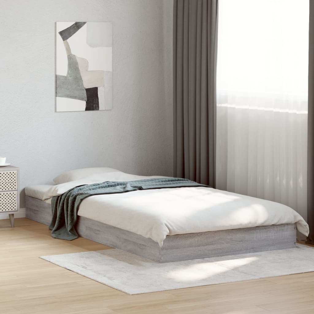 Vetonek Estructura de cama madera de ingeniería gris Sonoma 90x190 cm