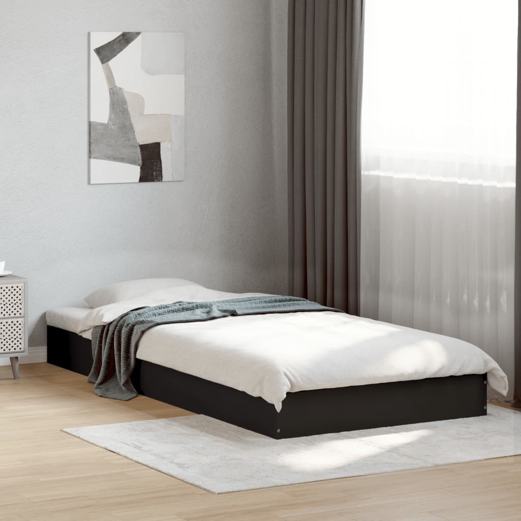 Vetonek Estructura de cama madera de ingeniería negra 75x190 cm