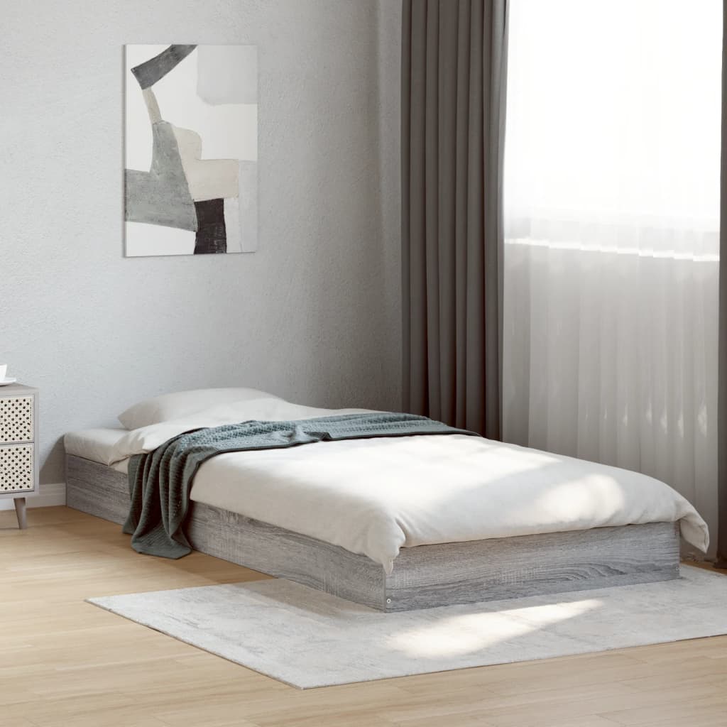 Vetonek Estructura de cama madera de ingeniería gris Sonoma 75x190 cm