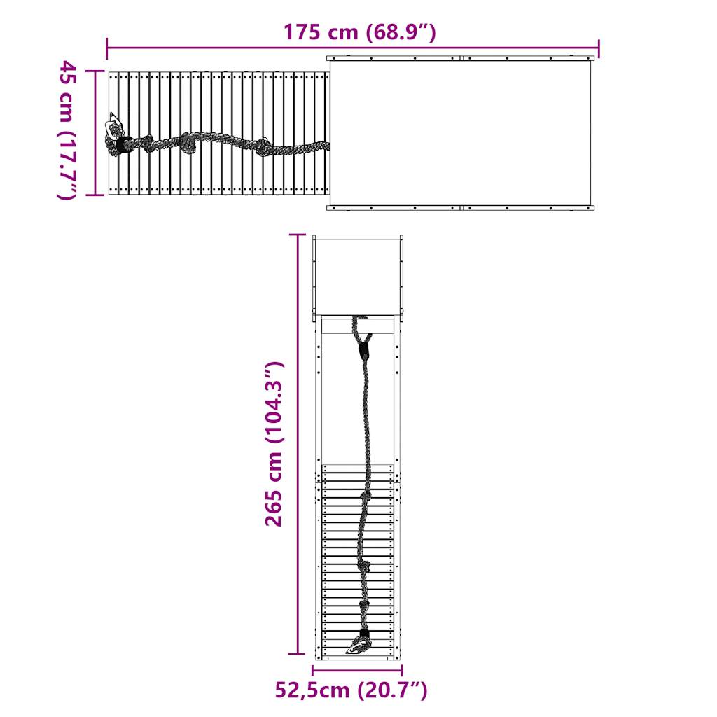 Parque infantil exterior em madeira maciça de pinho V6021 Vetonek