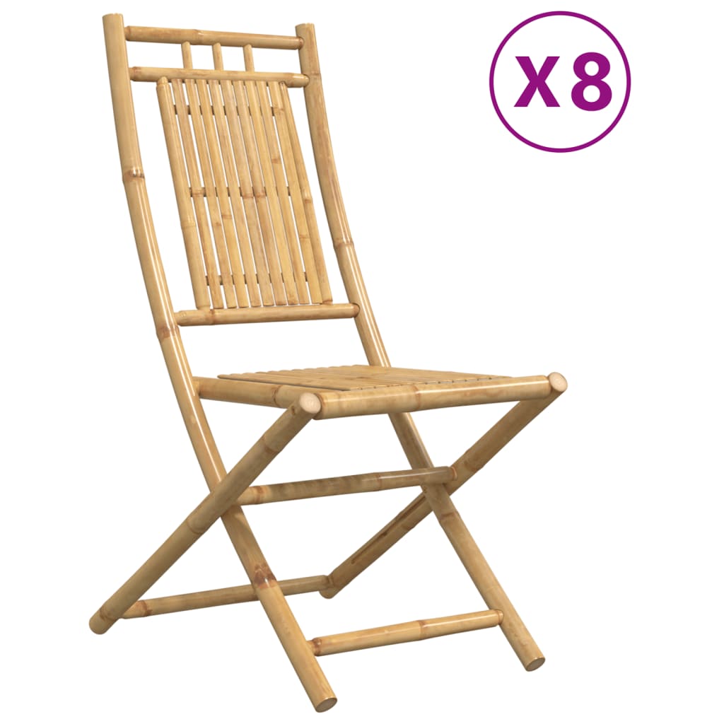 Vetonek Folding garden chairs 8 units bamboo 46x66x99 cm