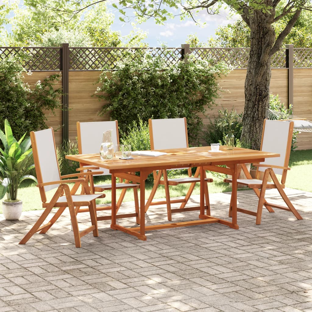 Vetonek Sillas de jardín plegables 4 uds madera maciza acacia textileno