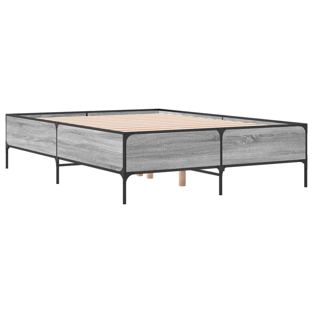 Estructura cama madera sintetizada Nexus metal gris Sonoma 135x190 cm