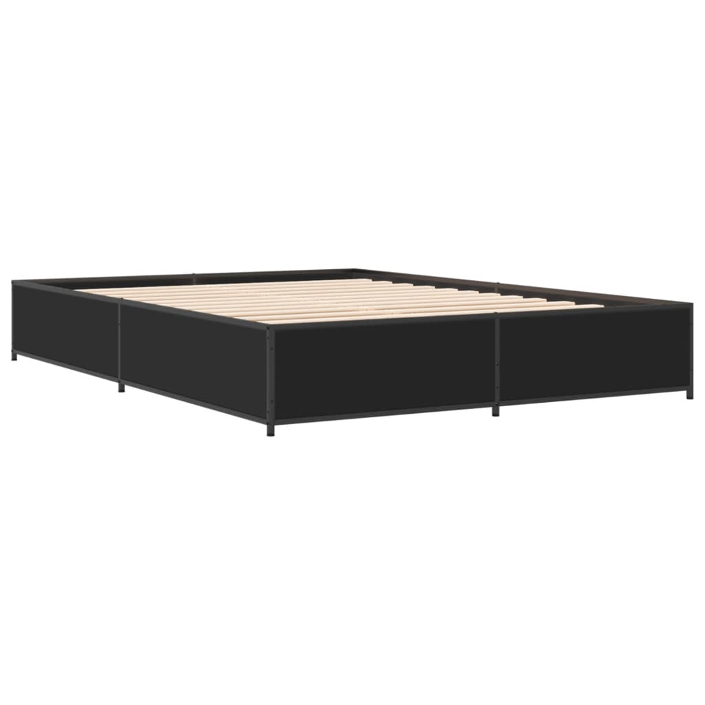 Estructura de cama madera de ingeniería y metal negro 135x190cm