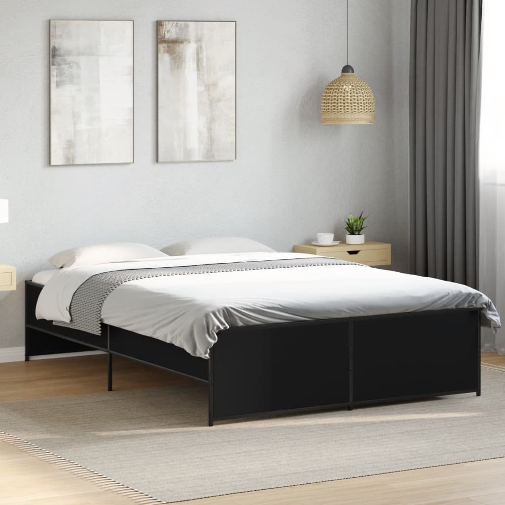 Vetonek Estructura de cama madera de ingeniería y metal negro 120x200cm