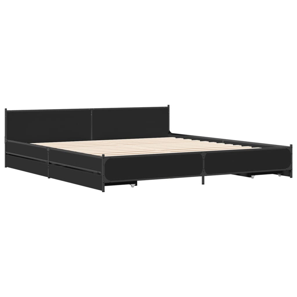 Bed Structure With Synthesized Wood Black Nexus 200x200 cm