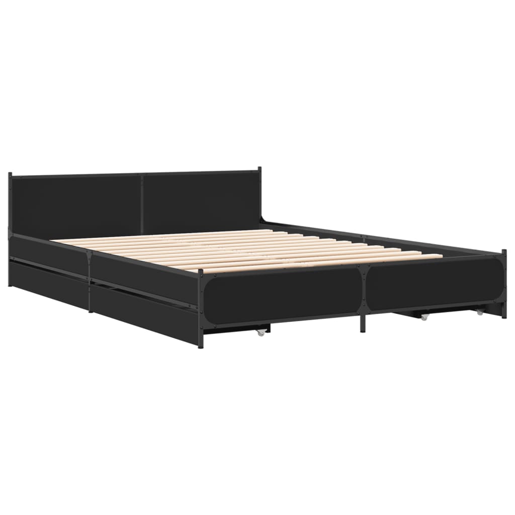 Bed Structure With Synthesized Wood Black Nexus 150x200 cm