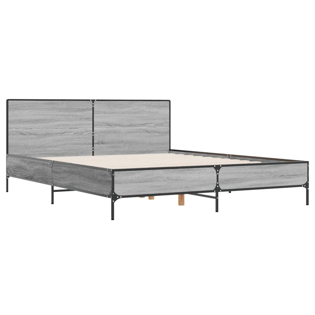 Estructura cama madera sintetizada Nexus metal gris Sonoma 120x190 cm