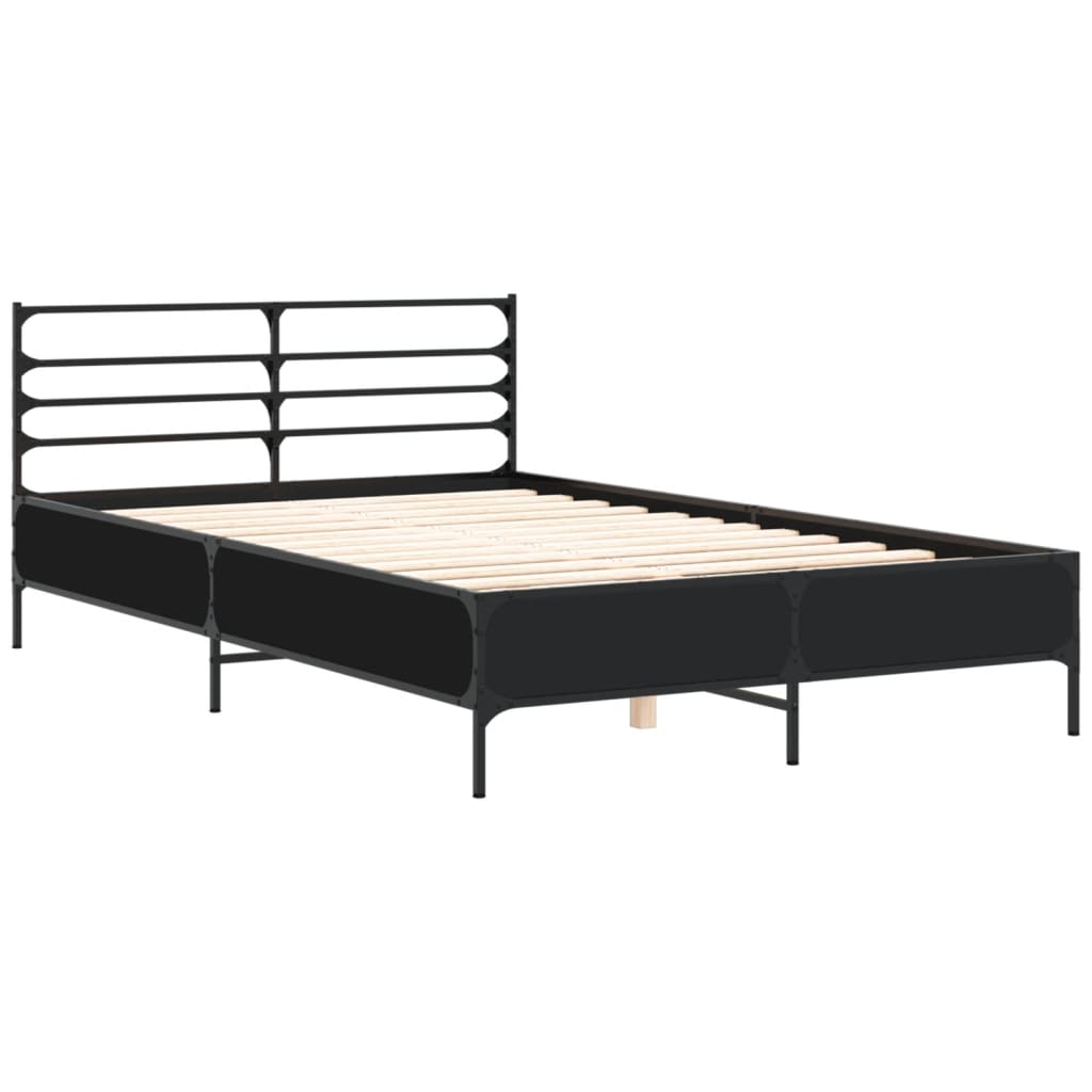 Estructura de cama madera de ingeniería y metal negro 120x190cm