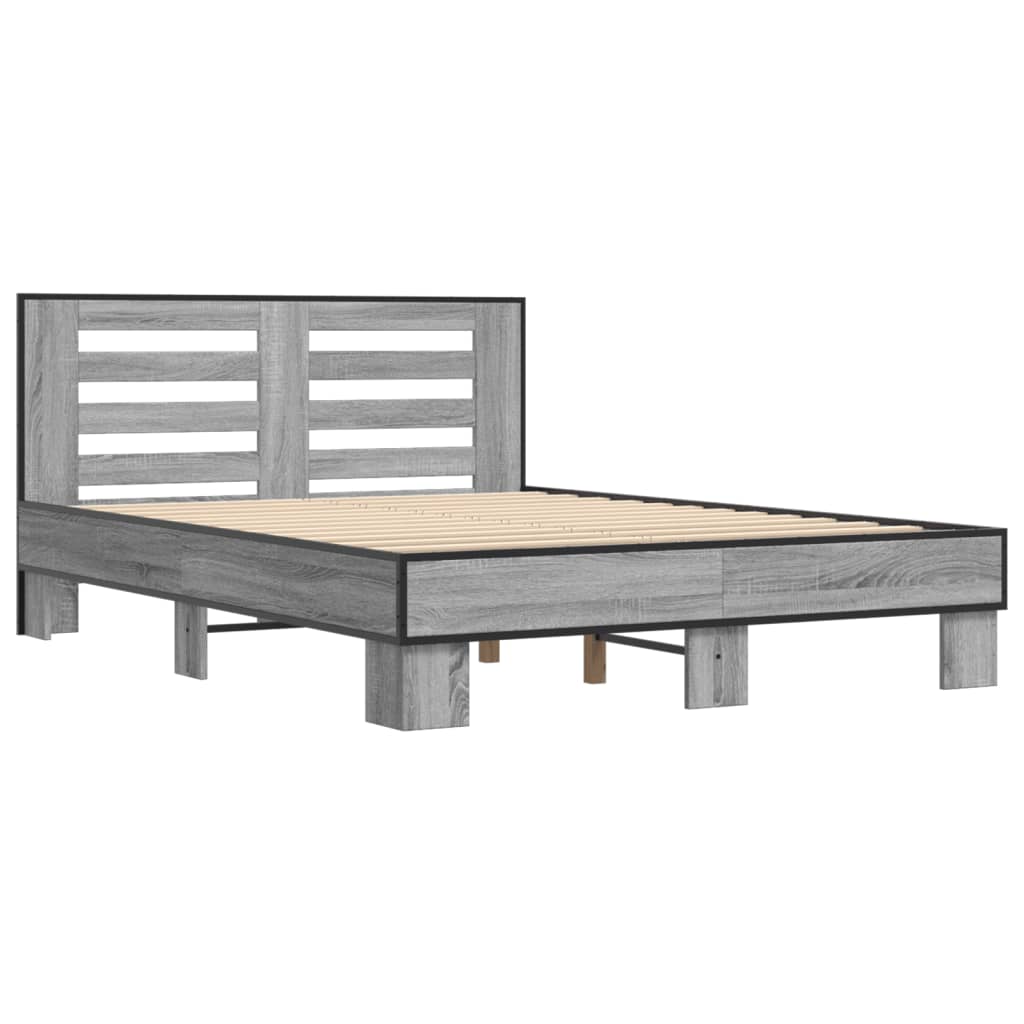 Estructura cama madera sintetizada Nexus metal gris Sonoma 140x190 cm