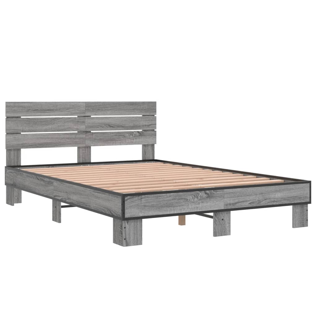 Estructura cama madera sintetizada Nexus metal gris Sonoma 120x190 cm