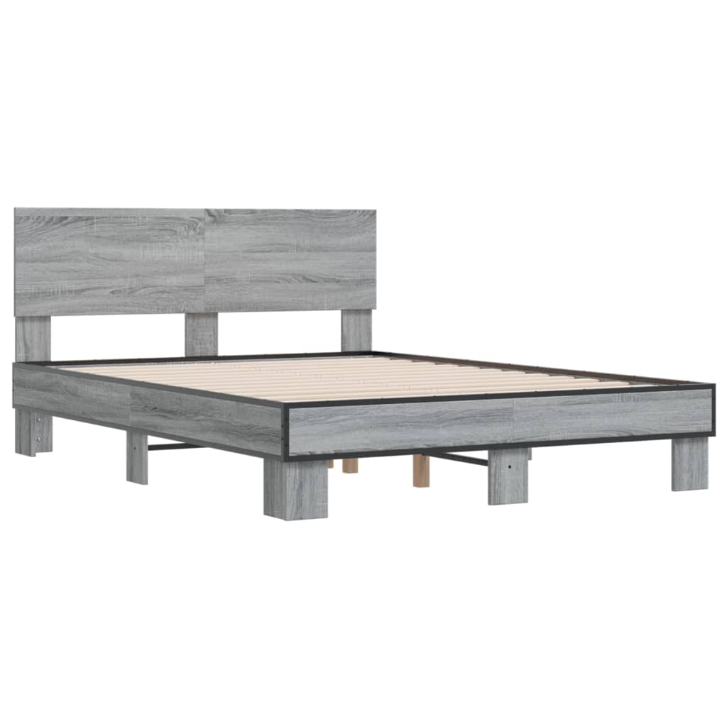 Estructura cama madera sintetizada Nexus metal gris Sonoma 140x200 cm