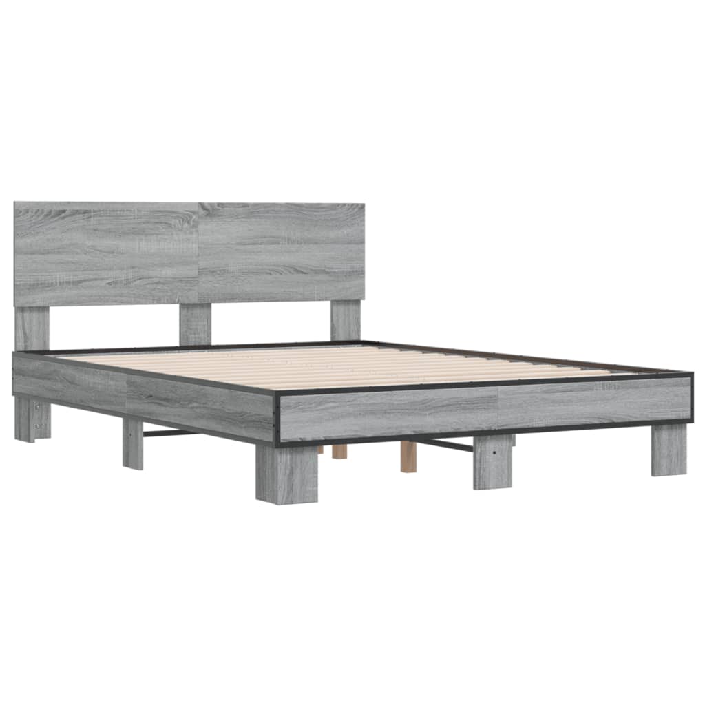 Estructura cama madera sintetizada Nexus metal gris Sonoma 120x190 cm