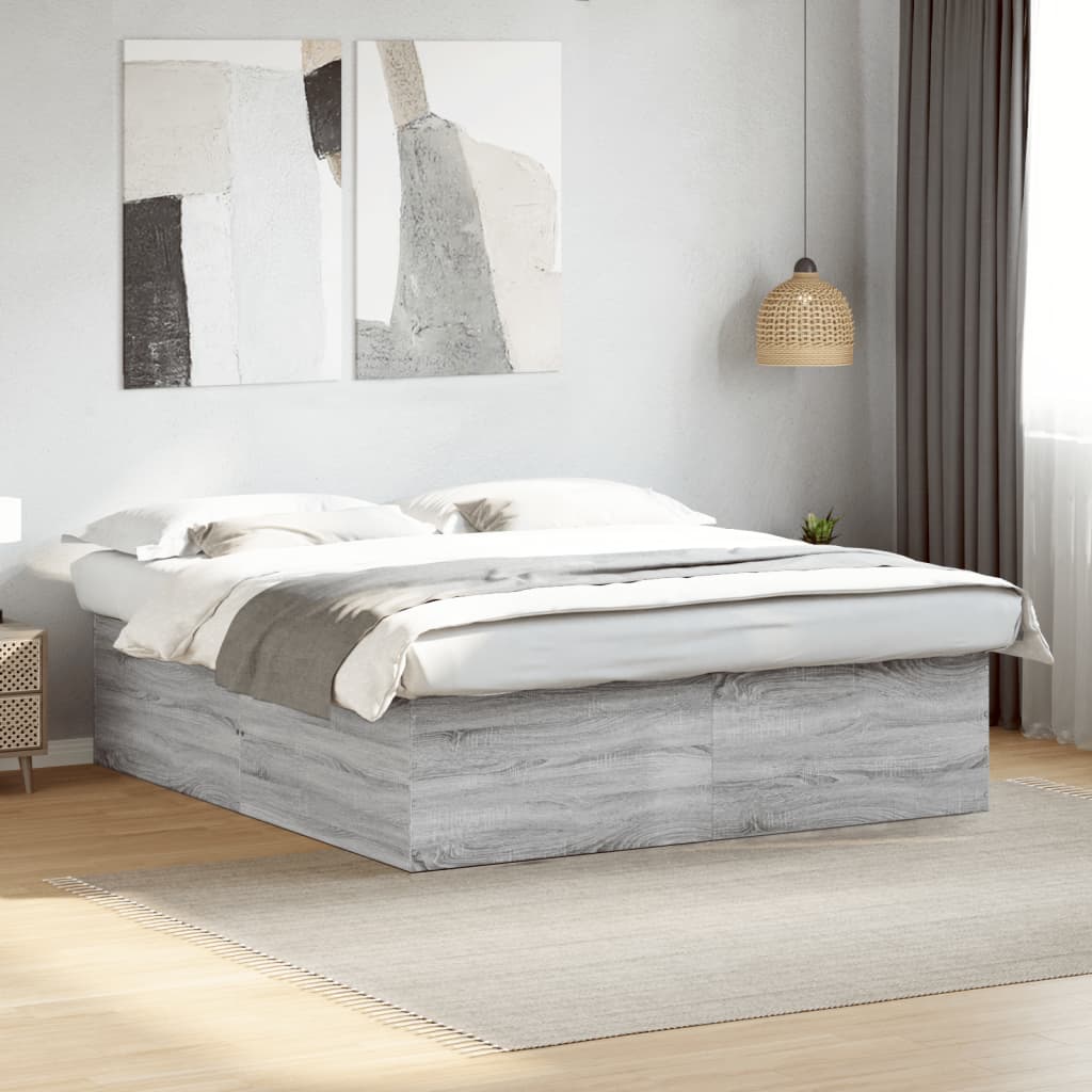 Vetonek Estructura de cama madera de ingeniería gris Sonoma 200x200 cm