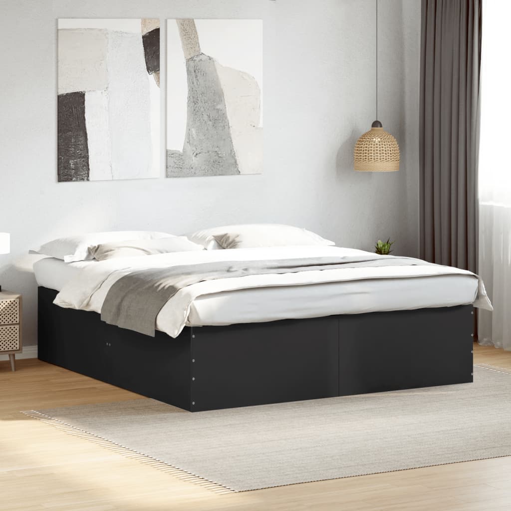 Vetonek Estructura de cama madera de ingeniería negra 180x200 cm