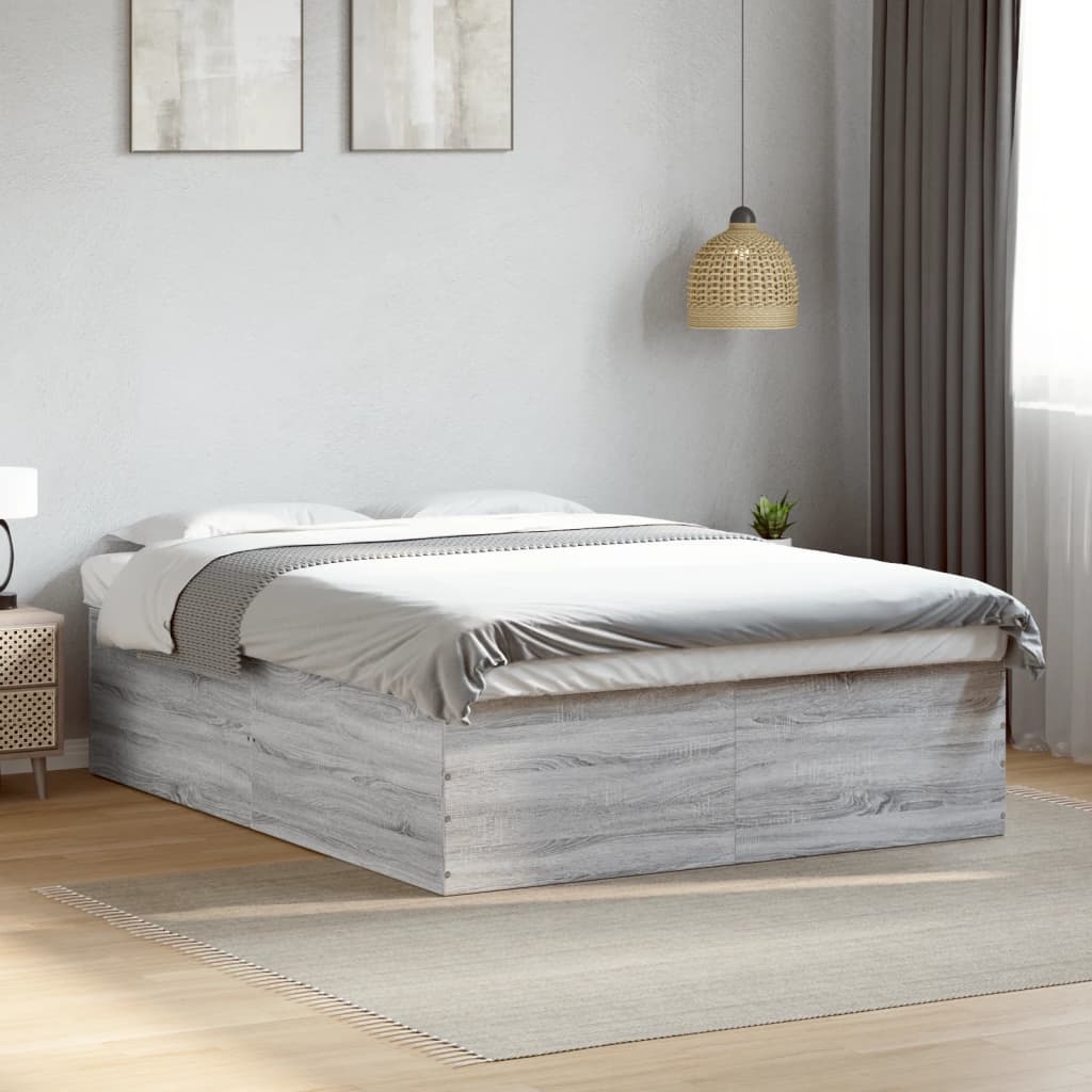 Vetonek Estructura de cama madera de ingeniería gris Sonoma 160x200 cm