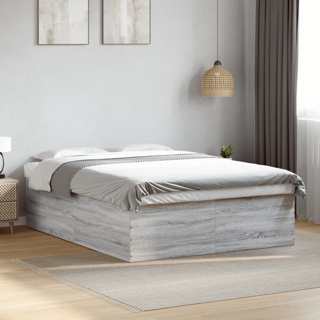 Vetonek Estructura de cama madera de ingeniería gris Sonoma 150x200 cm