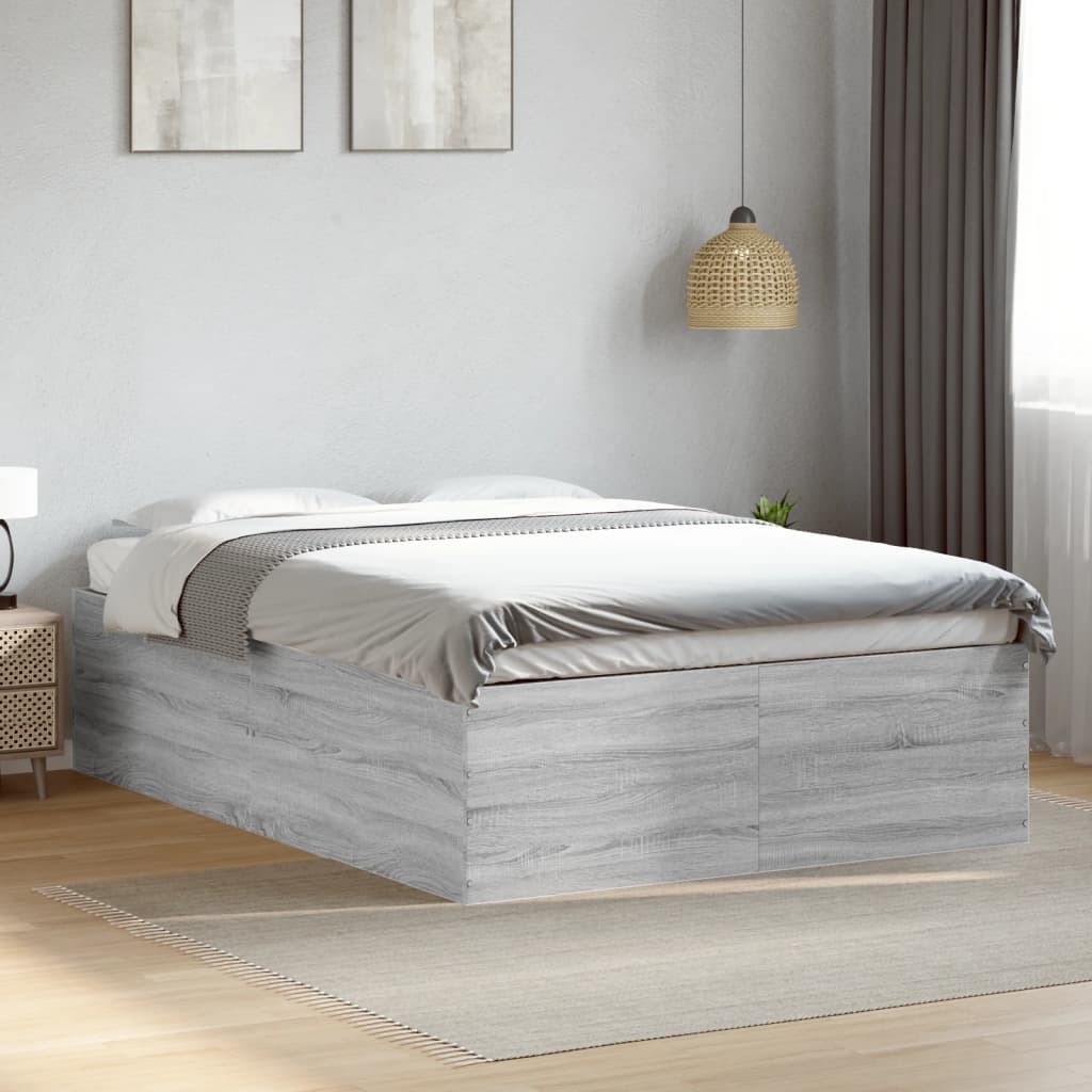 Vetonek Estructura de cama madera de ingeniería gris Sonoma 140x200 cm