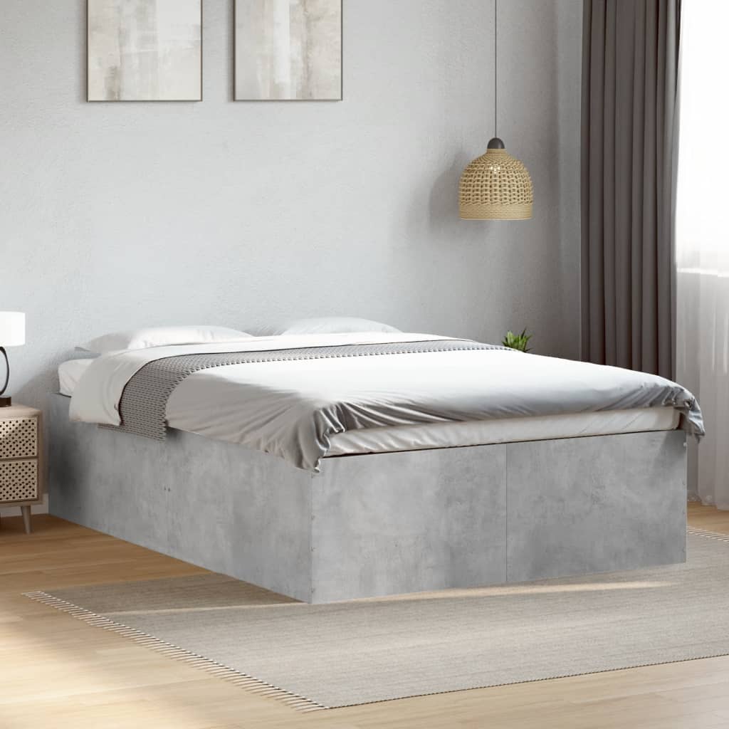 Vetonek Estructura de cama madera de ingeniería gris hormigón 140x190cm