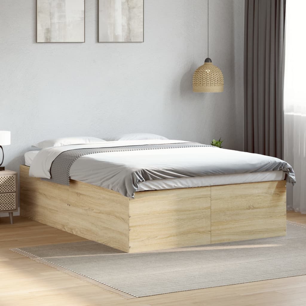 Vetonek Estructura de cama madera de ingeniería roble Sonoma 120x190 cm