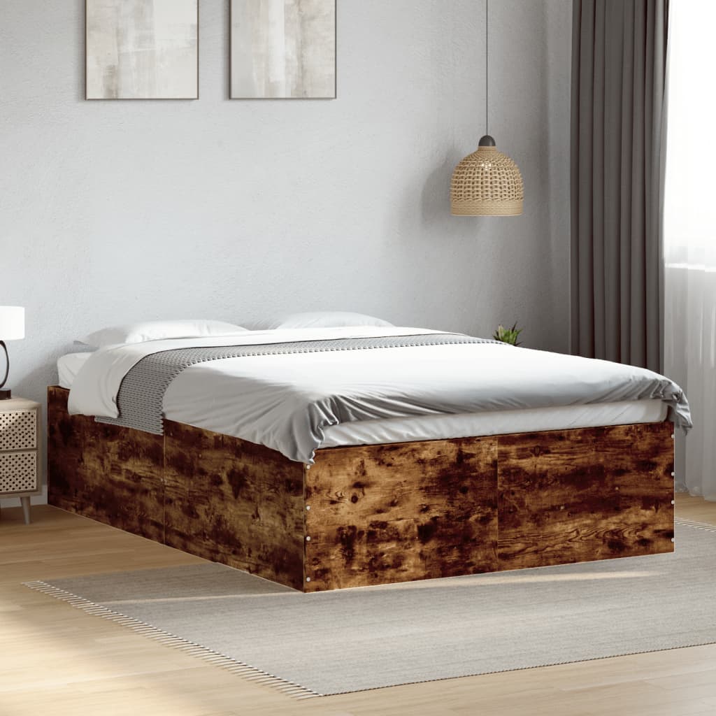 Vetonek Estructura de cama madera de ingeniería roble ahumado 120x190cm