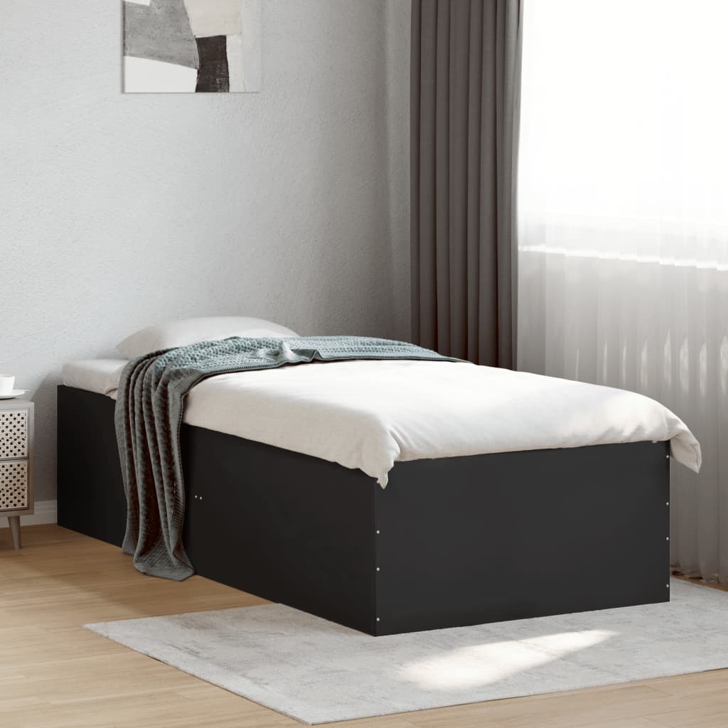 Vetonek Estructura de cama madera de ingeniería negra 90x190 cm