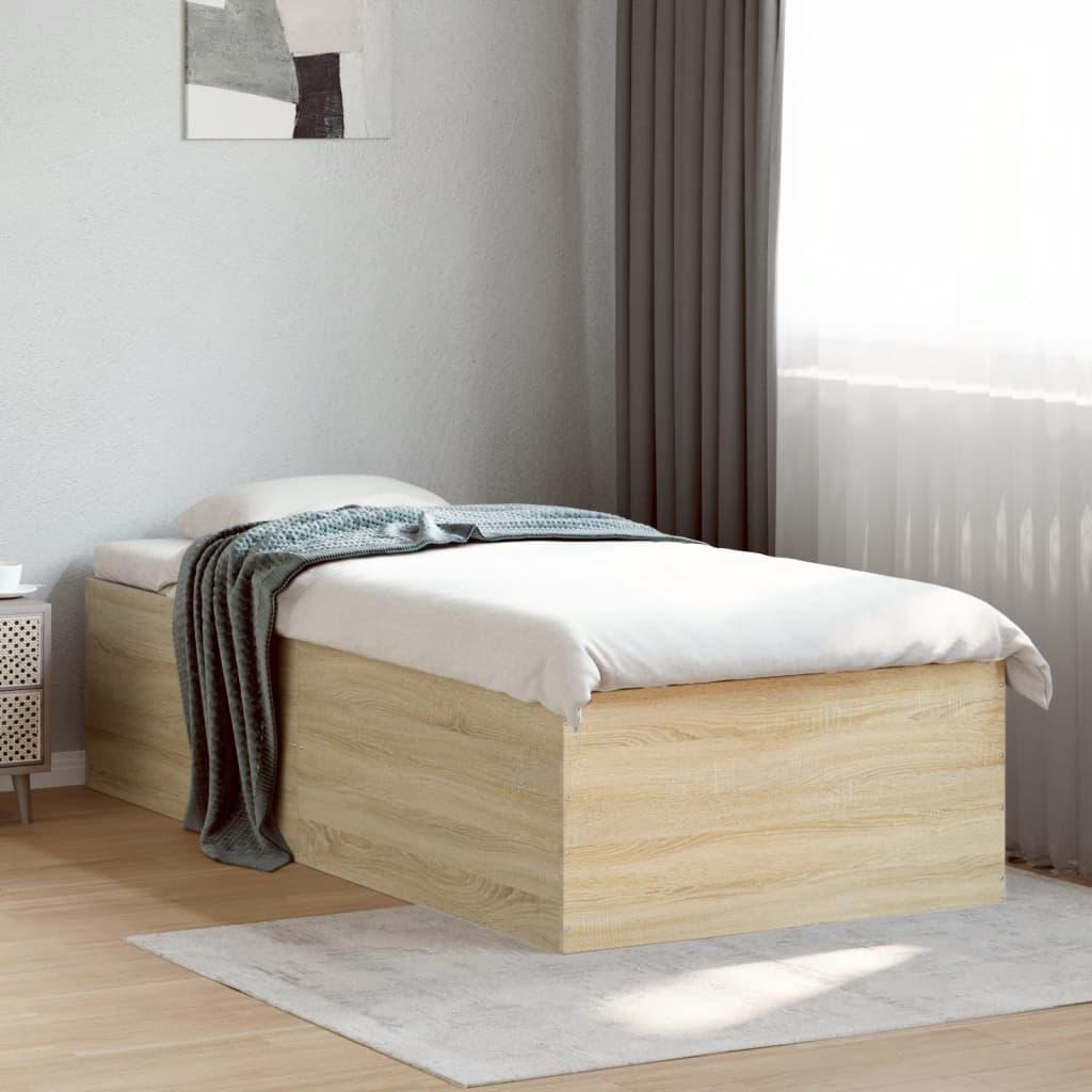 Vetonek Estructura de cama madera de ingeniería roble Sonoma 90x190 cm