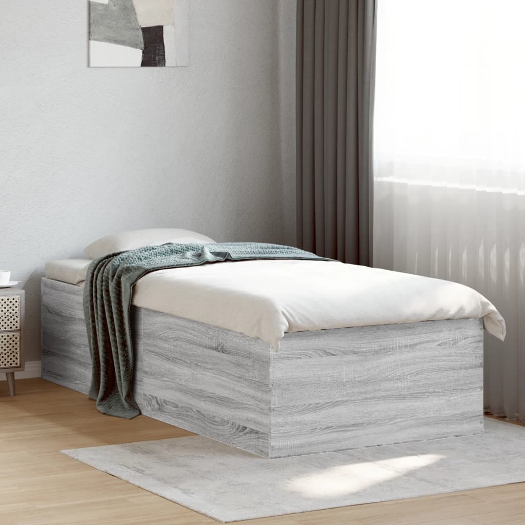 Vetonek Estructura de cama madera de ingeniería gris Sonoma 90x190 cm