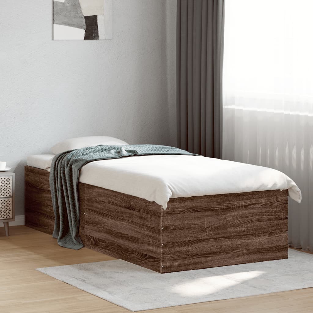 Vetonek Estructura de cama madera de ingeniería roble marrón 75x190 cm