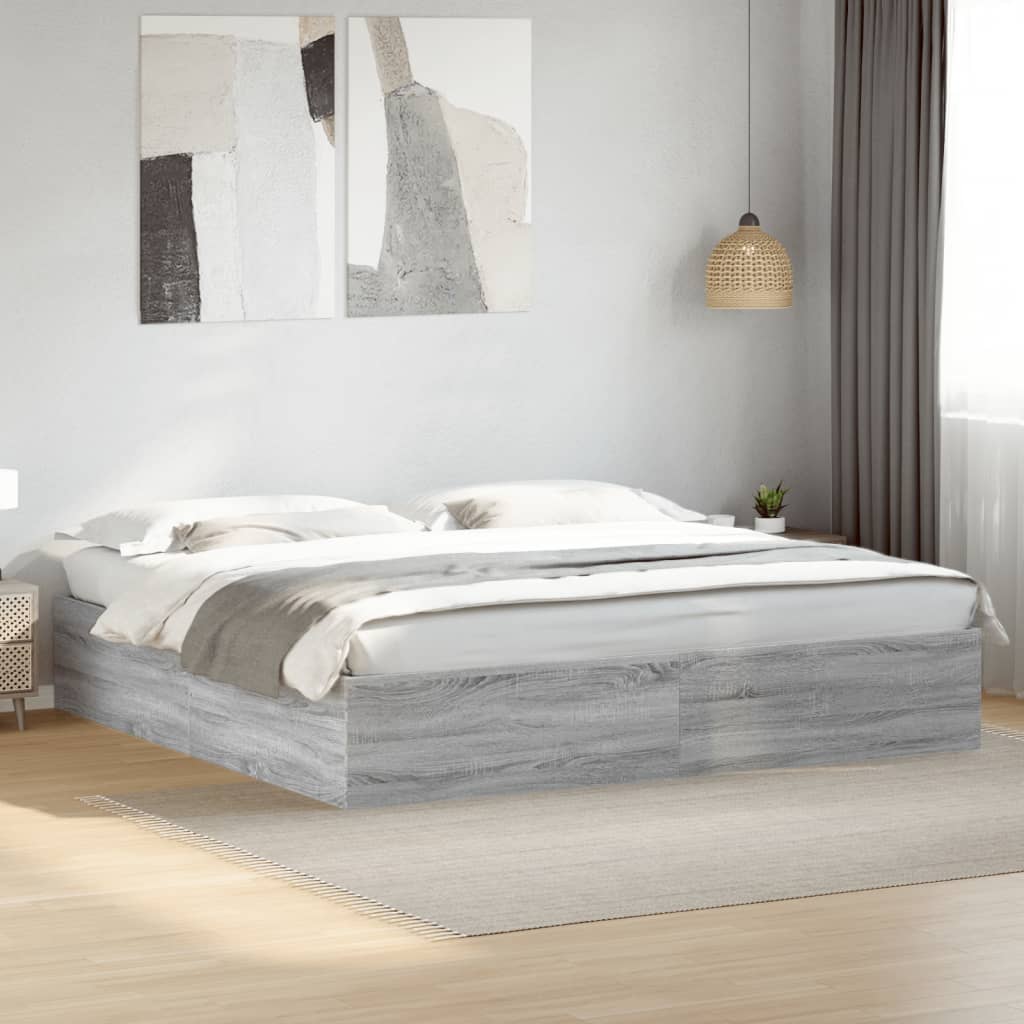 Vetonek Estructura de cama madera de ingeniería gris Sonoma 200x200 cm