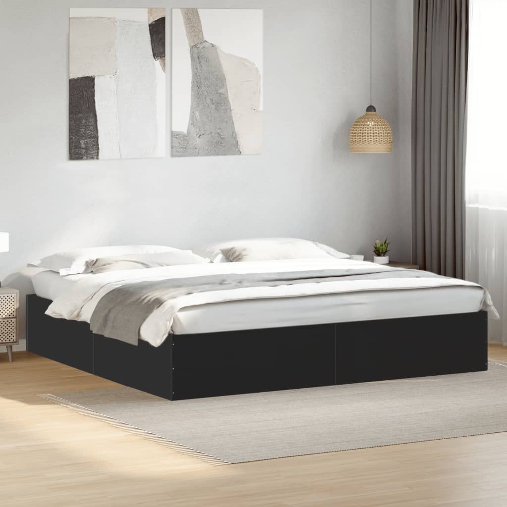 Vetonek Estructura de cama madera de ingeniería negra 180x200 cm