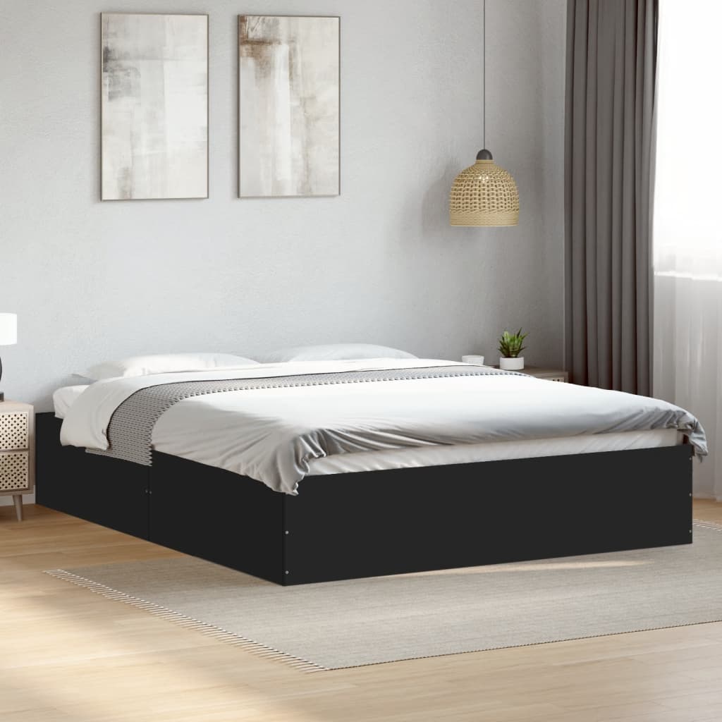 Vetonek Estructura de cama madera de ingeniería negra 160x200 cm