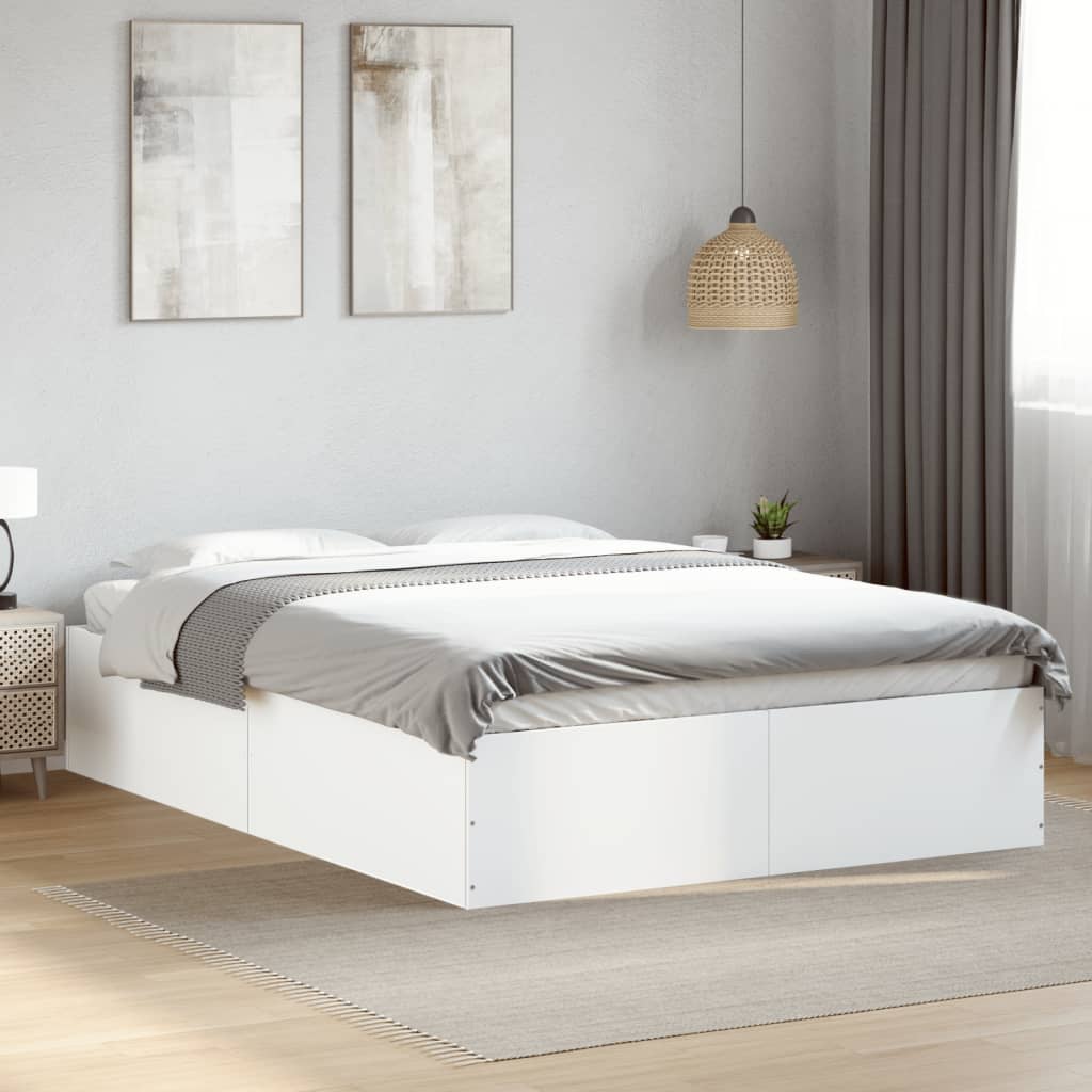 Vetonek Estructura de cama sin colchón blanco 140x190 cm