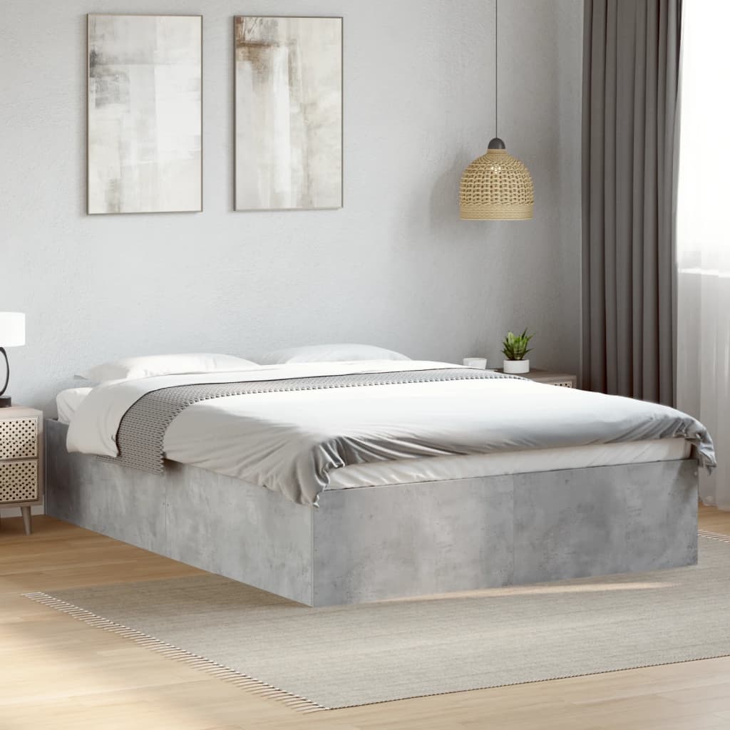 Vetonek Estructura de cama madera de ingeniería gris hormigón 140x190cm