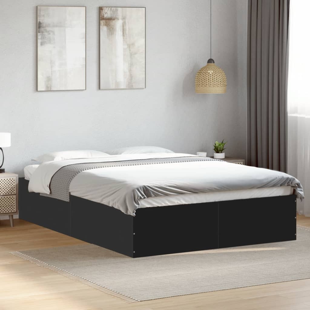 Vetonek Estructura de cama madera de ingeniería negra 120x190 cm