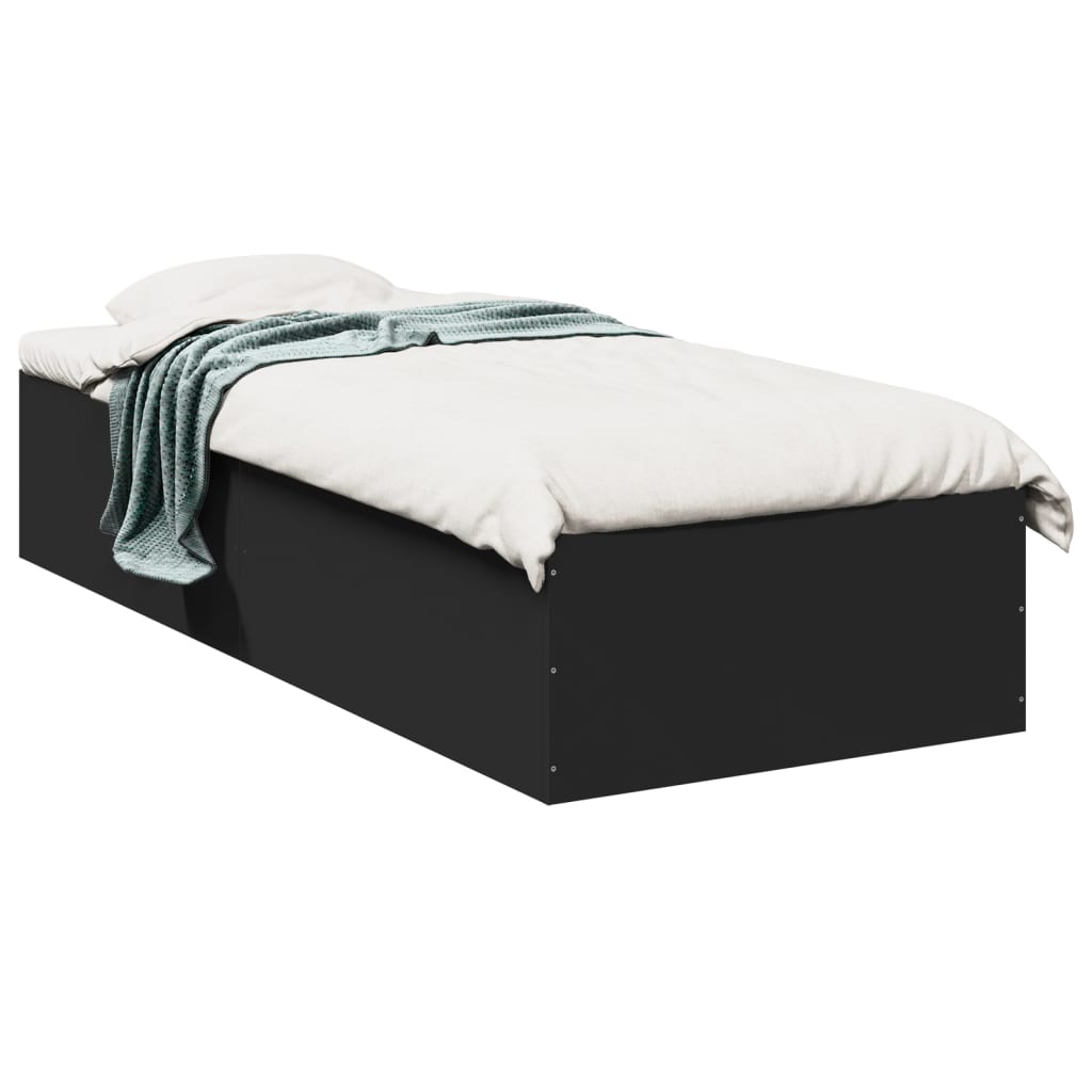 Vetonek Estructura de cama madera de ingeniería negra 90x190 cm