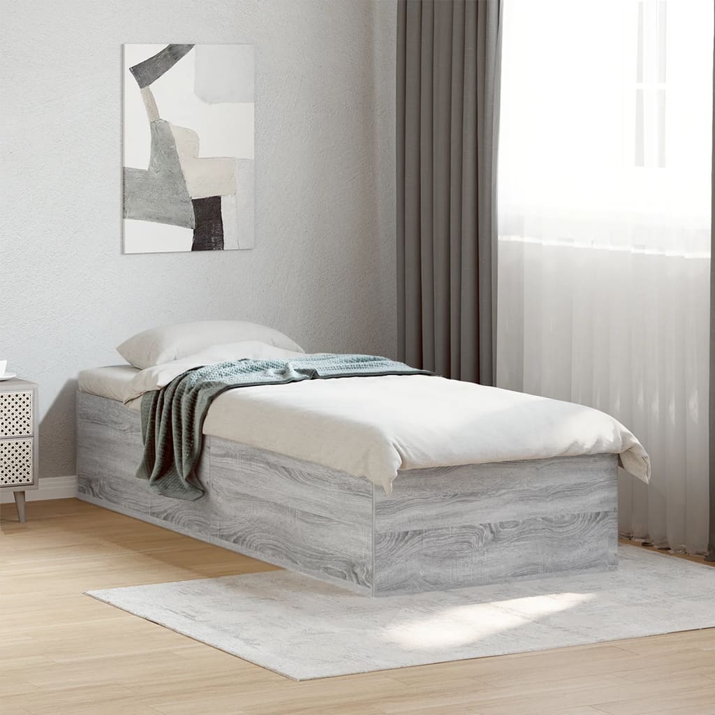 Vetonek Estructura de cama madera de ingeniería gris Sonoma 90x190 cm