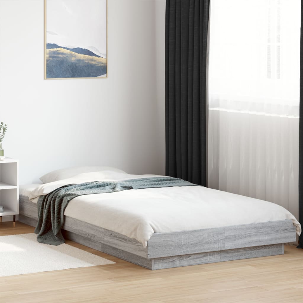 Vetonek Estructura cama con luces LED madera gris Sonoma 100x200 cm