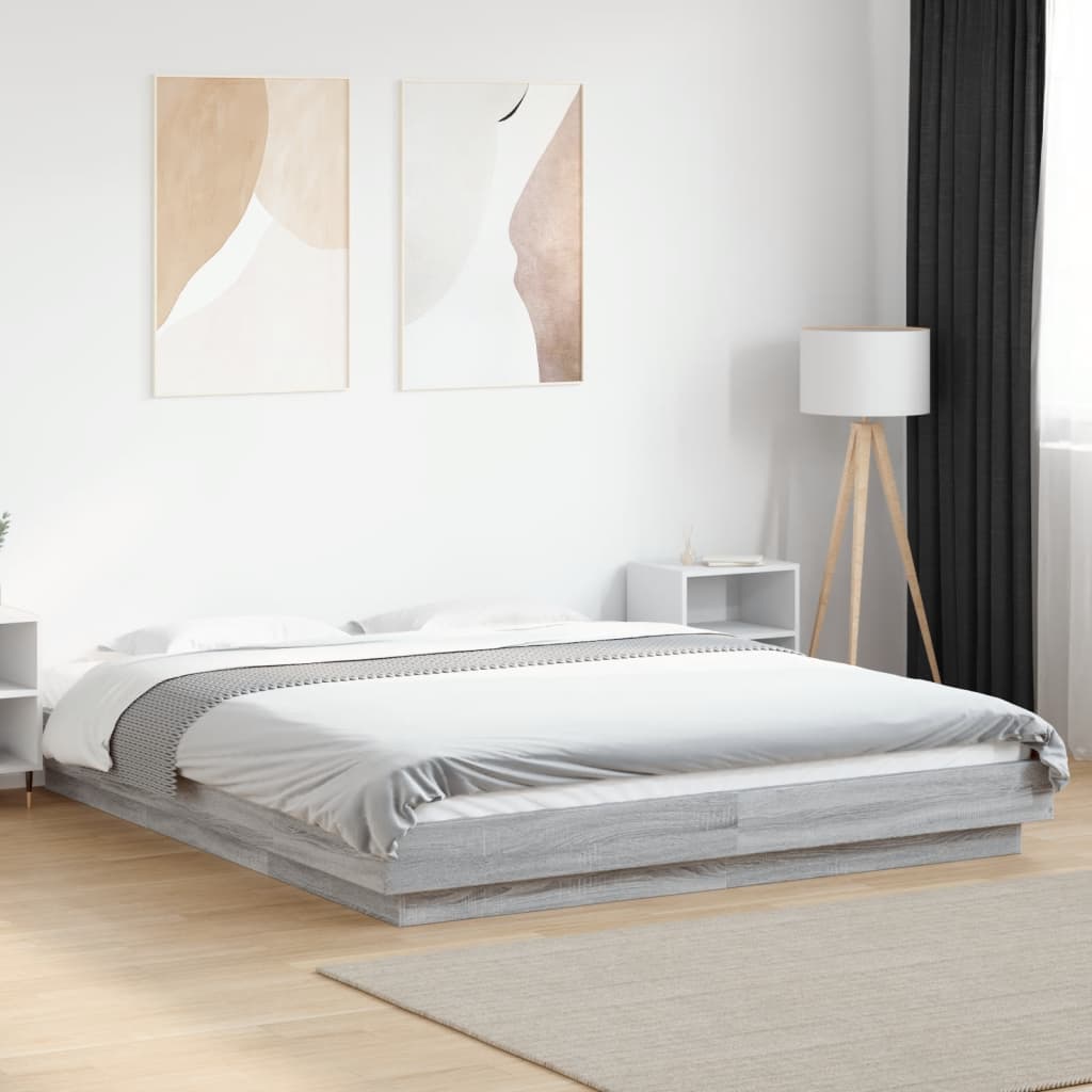 Vetonek Estructura de cama madera de ingeniería gris Sonoma 150x200 cm