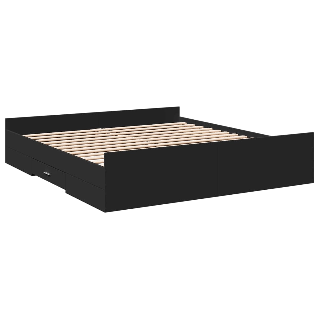 Bed Structure With Synthesized Wood Black Nexus 200x200 cm